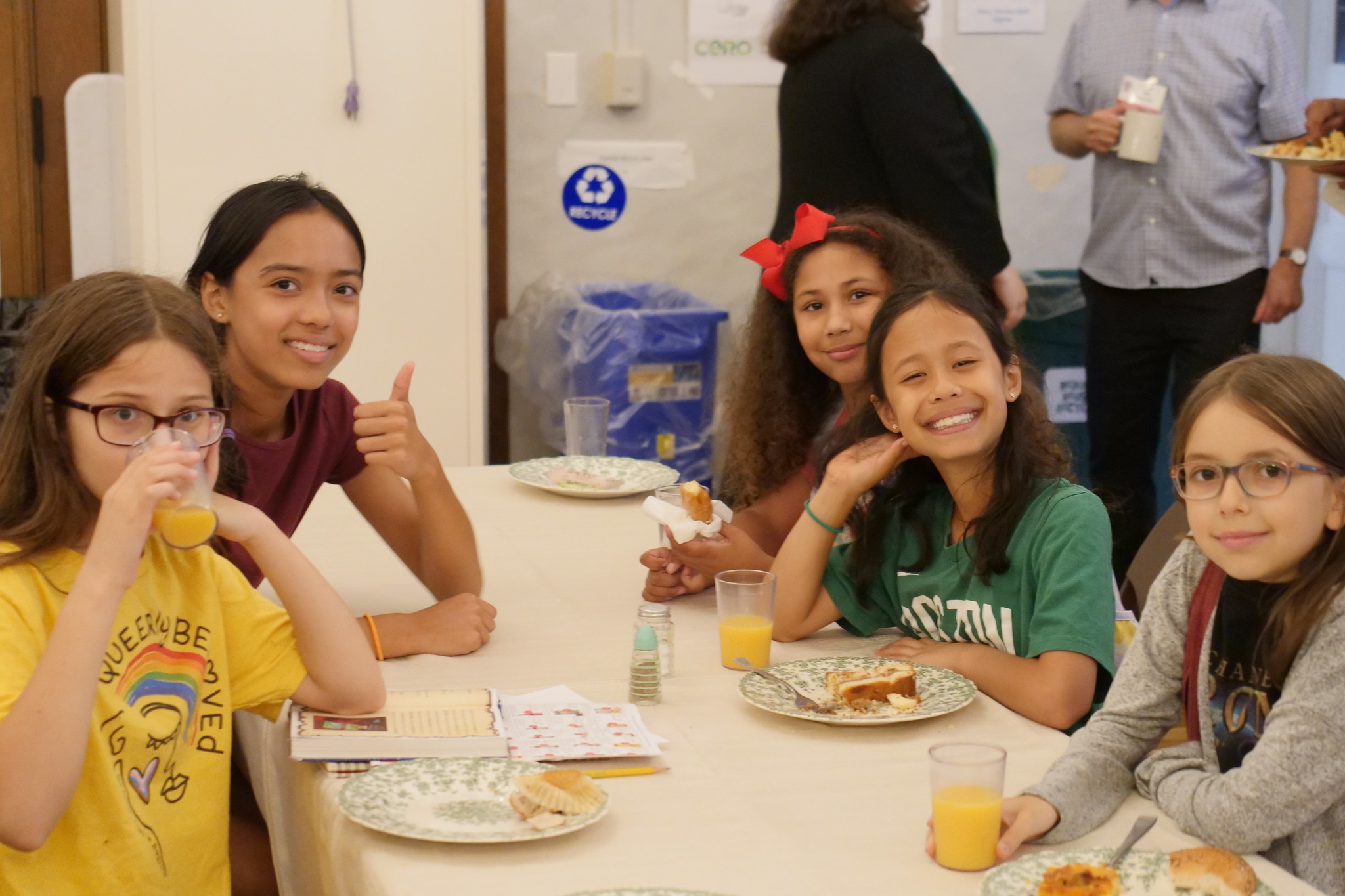 Elementary schoolers at an All-Church potluck